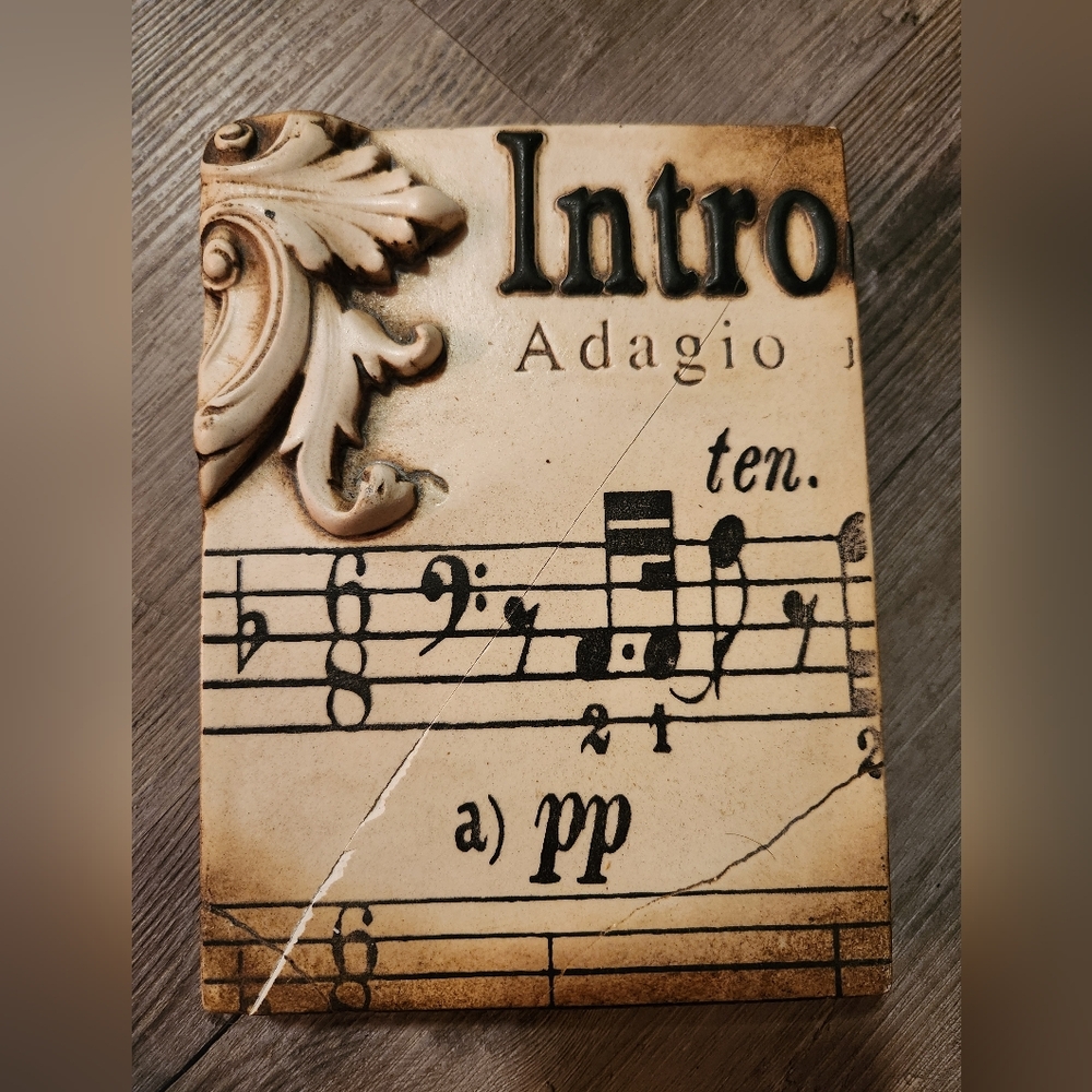 Sid Dickens Black and White Adagio Music Note Plaque